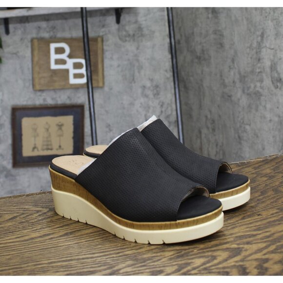 Naturalizer SOUL Womens Goodtimes Mule Slip On Wedge Sandals H9772S0 Black 9W - Picture 1 of 14